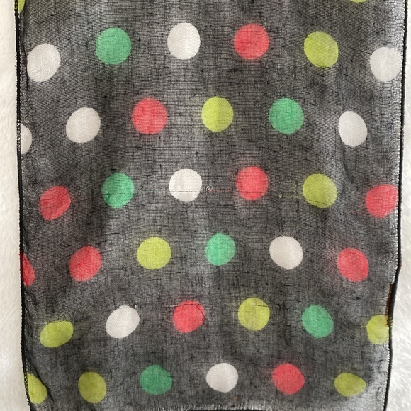 Black sheer colourful polka dot scarf - Picture 15 of 17